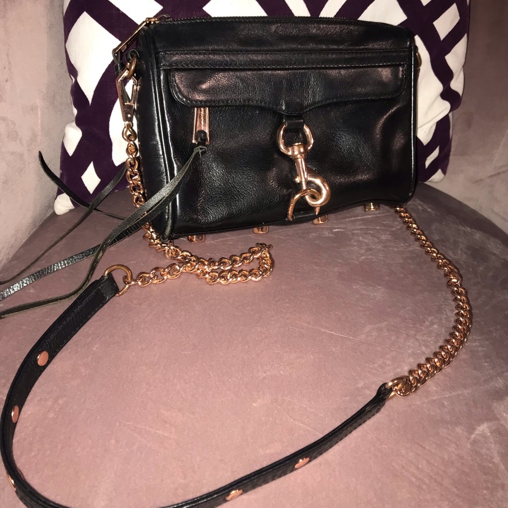 Rebecca minkhoff mini Mac black, rose gold chain